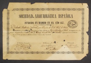Sociedad Arqueologica Espanola - titulo de socio-m0002